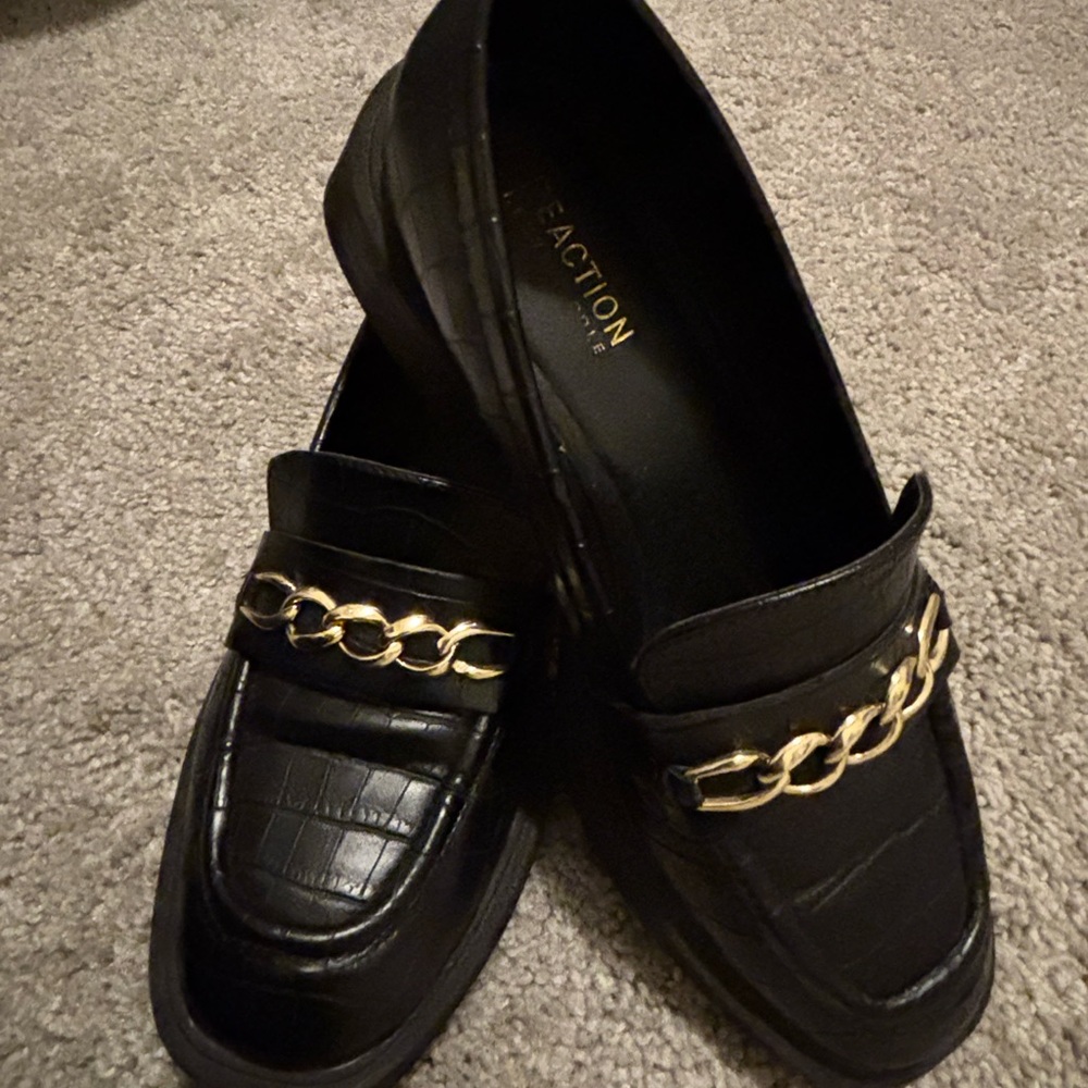 Black Loafers with Gold Chain by Kenneth Cole